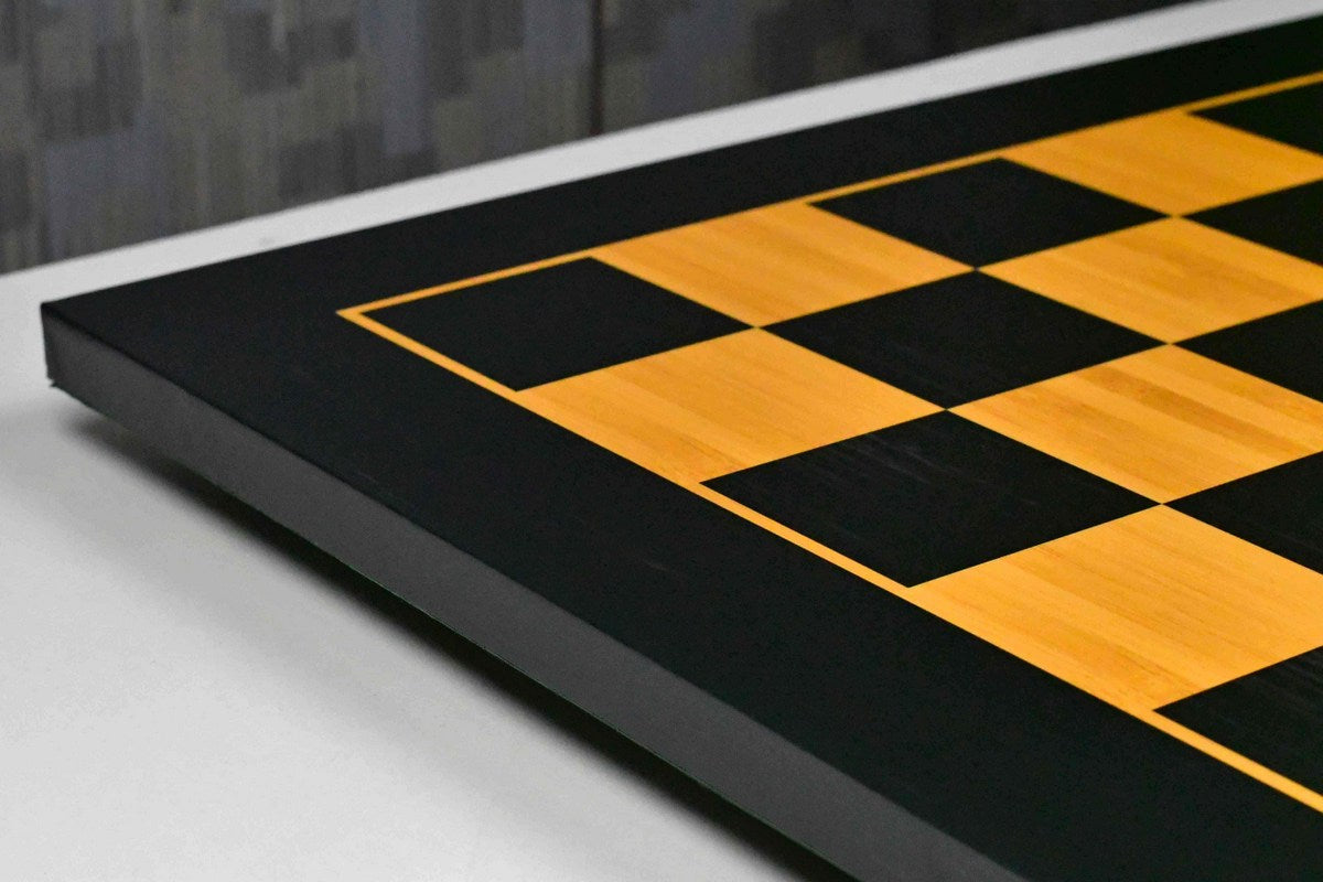 Midnight Black & Golden Tournament Chess Board 21" 57 mm Squares
