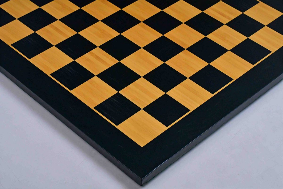 Midnight Black & Golden Tournament Chess Board 21" 57 mm Squares