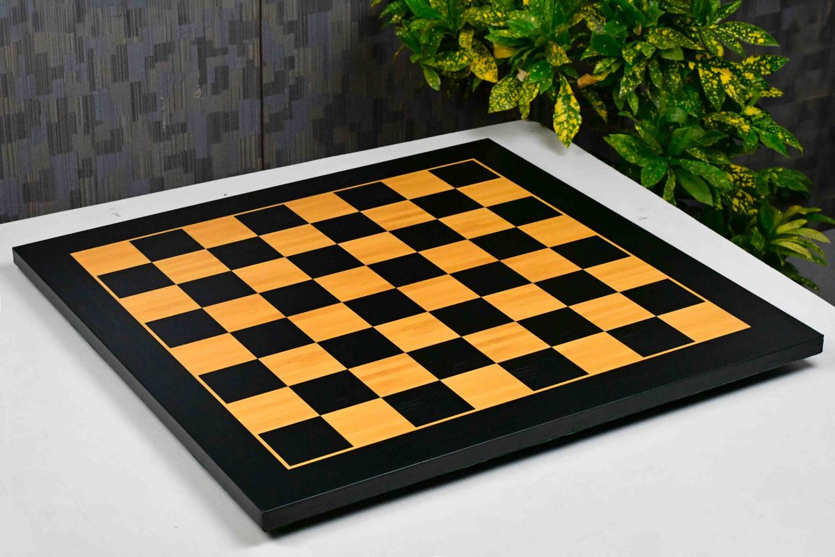 Midnight Black & Golden Tournament Chess Board 21" 57 mm Squares