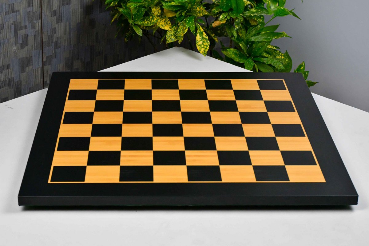 Midnight Black & Golden Tournament Chess Board 21" 57 mm Squares