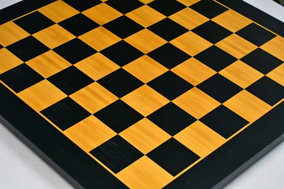 Midnight Black & Golden Tournament Chess Board 21" 57 mm Squares
