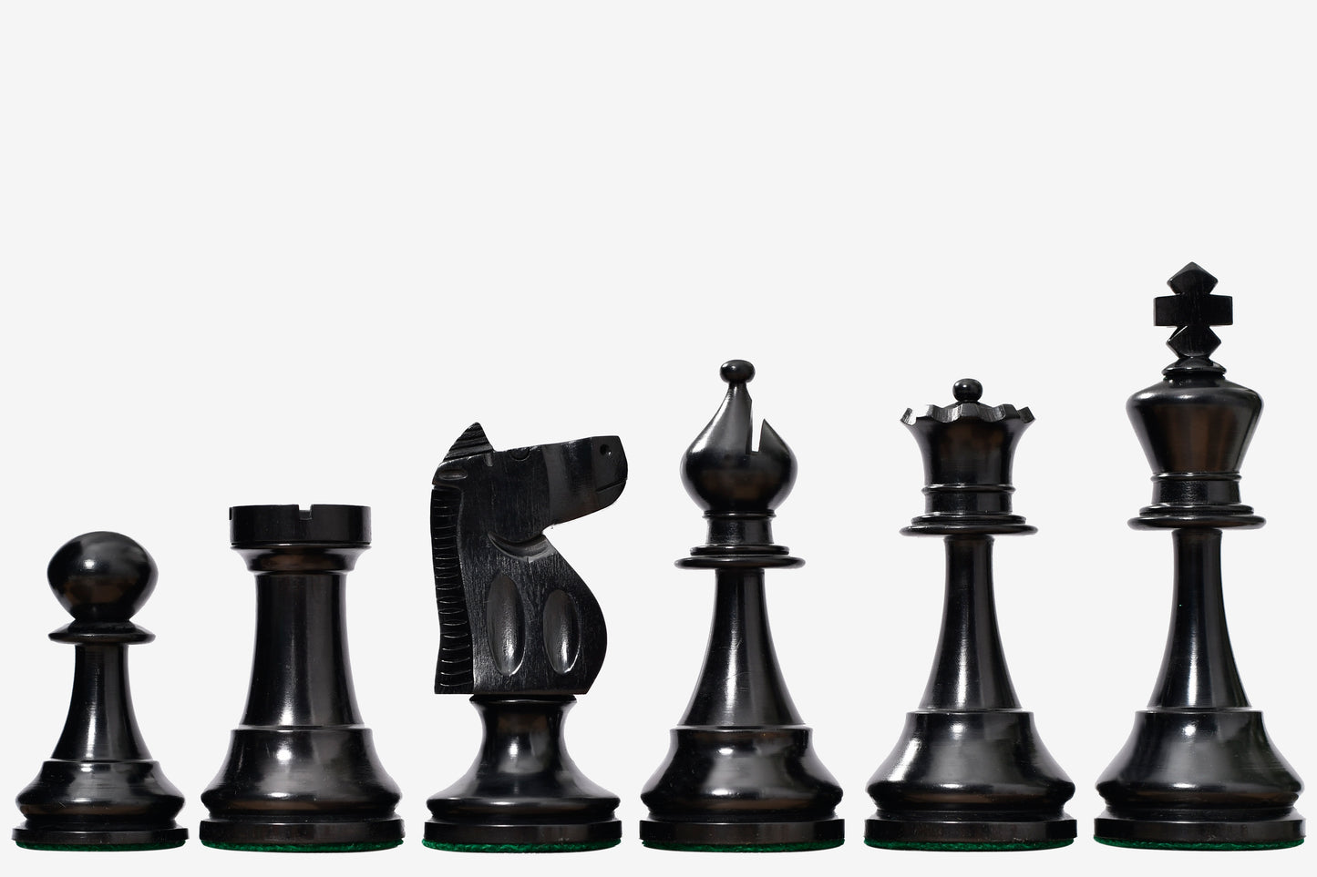1973 Philippines International Tournament Chess Pieces in Antiqued Wood & Ebonized Boxwood -4.2" King