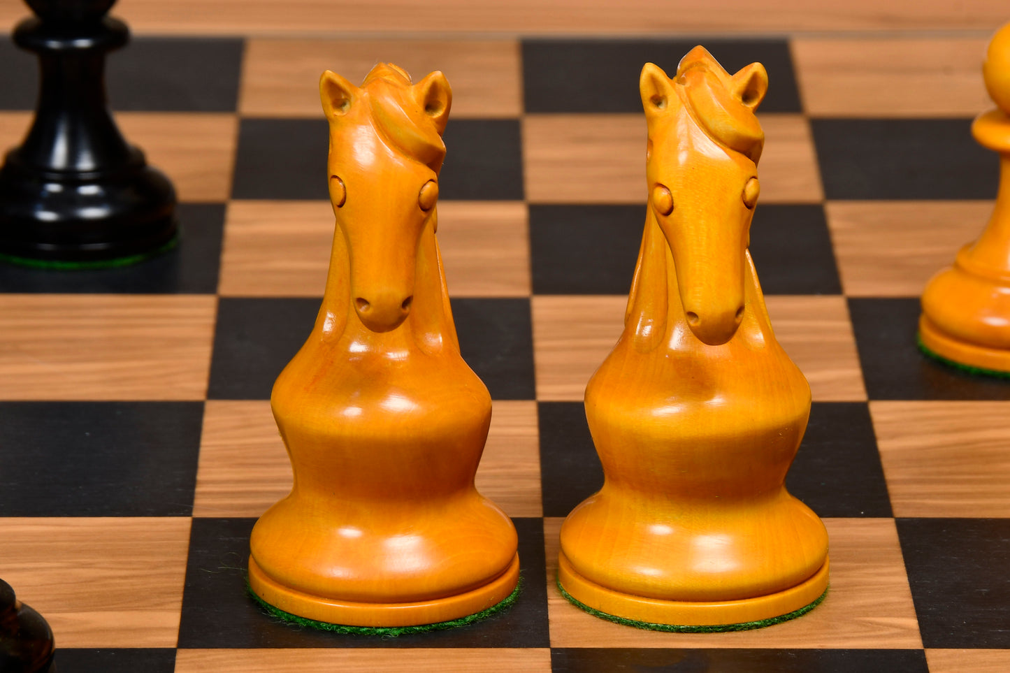 Reproduced 1963-1966 Piatigorsky Cup Chess Pieces in Ebony & Antiqued Boxwood - 4.2" King