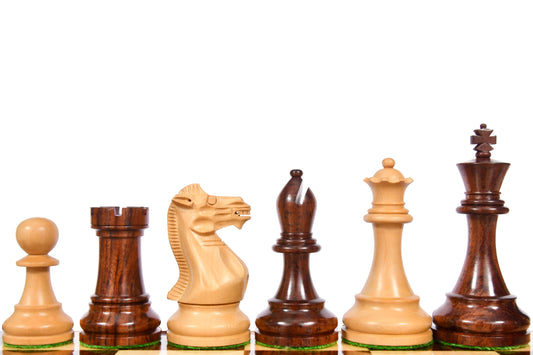 Prestige Staunton Series Weighted Chess Pieces in Anjan Wood & Box Wood - 4.0" King