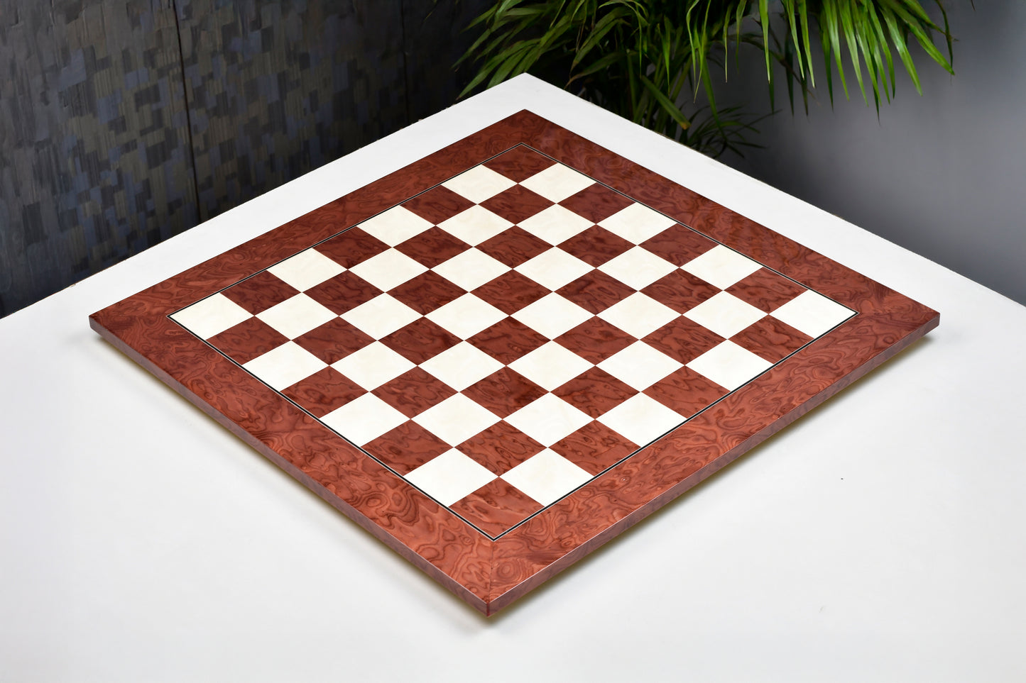 Wooden Red Ash Burl Maple Hi Gloss Finish Chess Board 18" - 45 mm