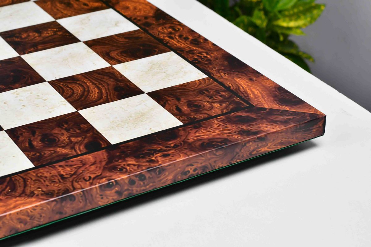 Reddish-brown burl grain Tournament Chess Board 21" 57 mm Squares
