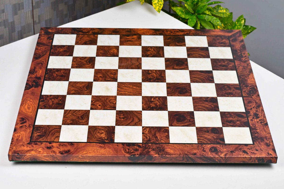 Reddish-brown burl grain Tournament Chess Board 21" 57 mm Squares