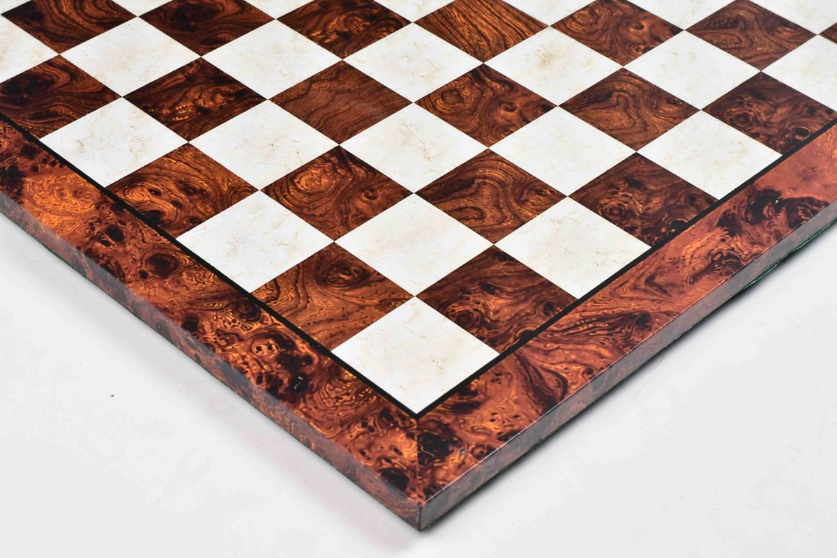 Reddish-brown burl grain Tournament Chess Board 21" 57 mm Squares