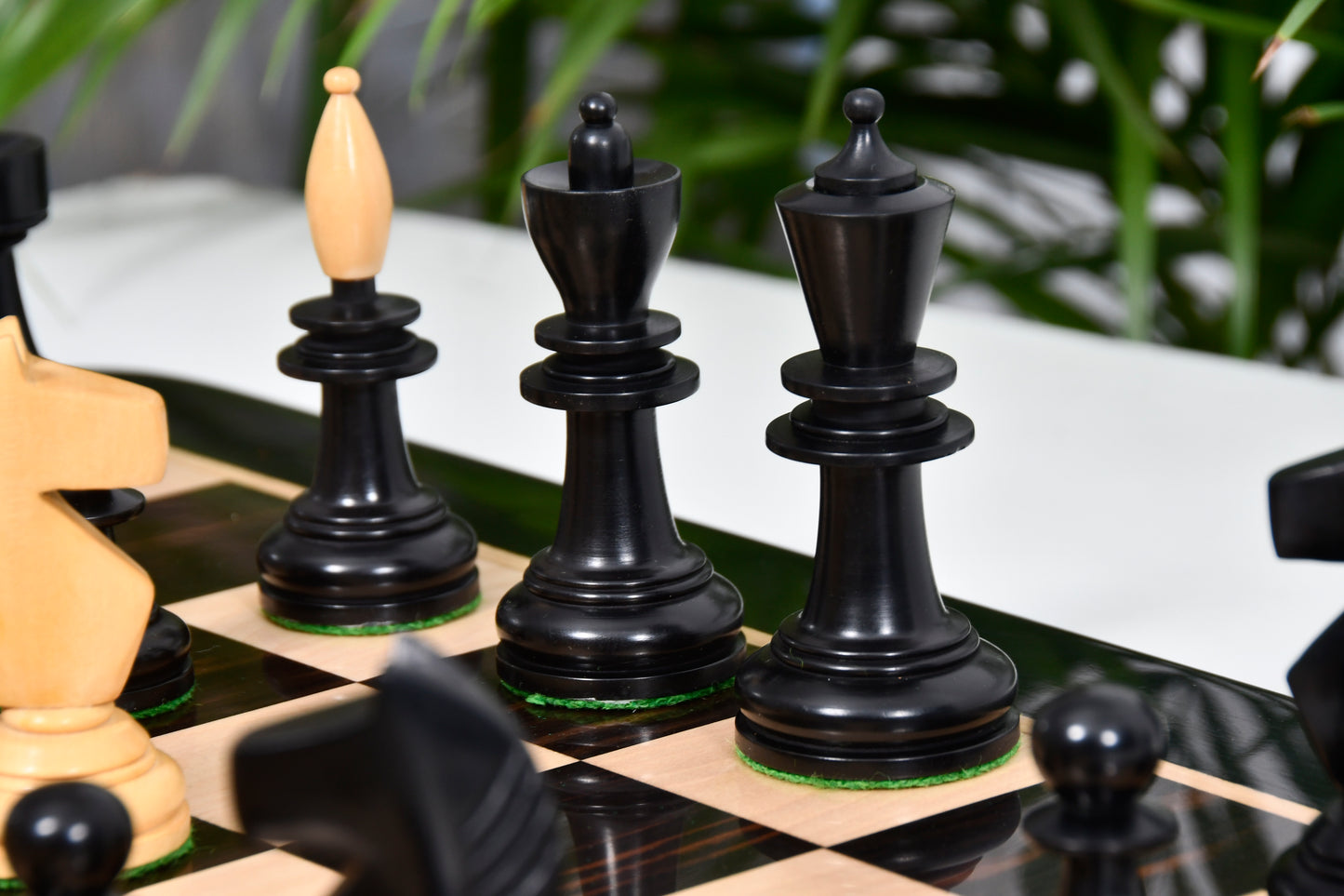 The Reproduced Hungarian Chess Pieces in Ebonized Boxwood & Natural Boxwood - 3.9" King
