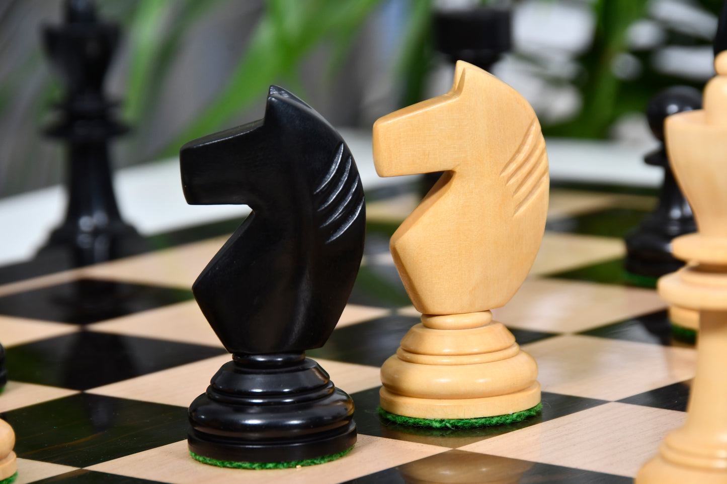 The Reproduced Hungarian Chess Pieces in Ebonized Boxwood & Natural Boxwood - 3.9" King
