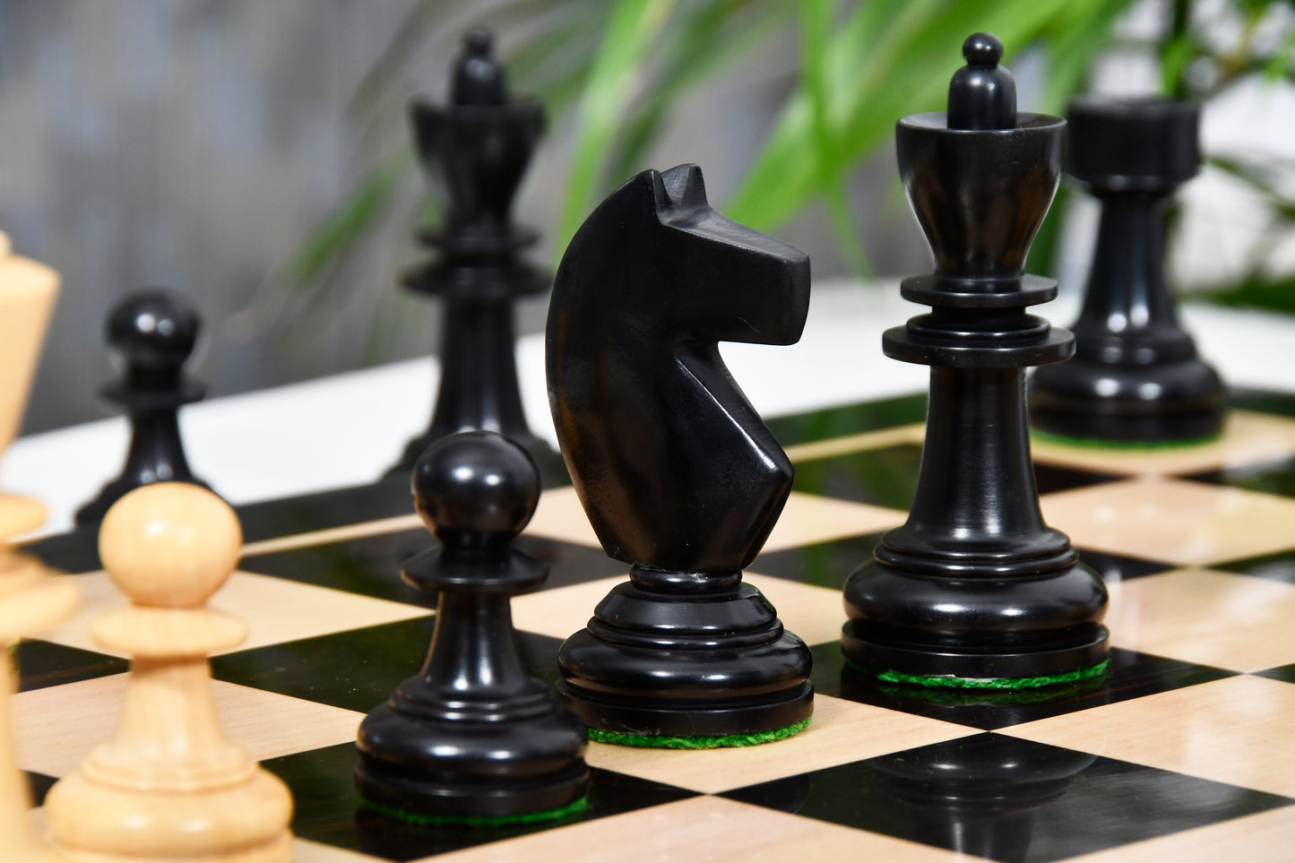 The Reproduced Hungarian Chess Pieces in Ebonized Boxwood & Natural Boxwood - 3.9" King