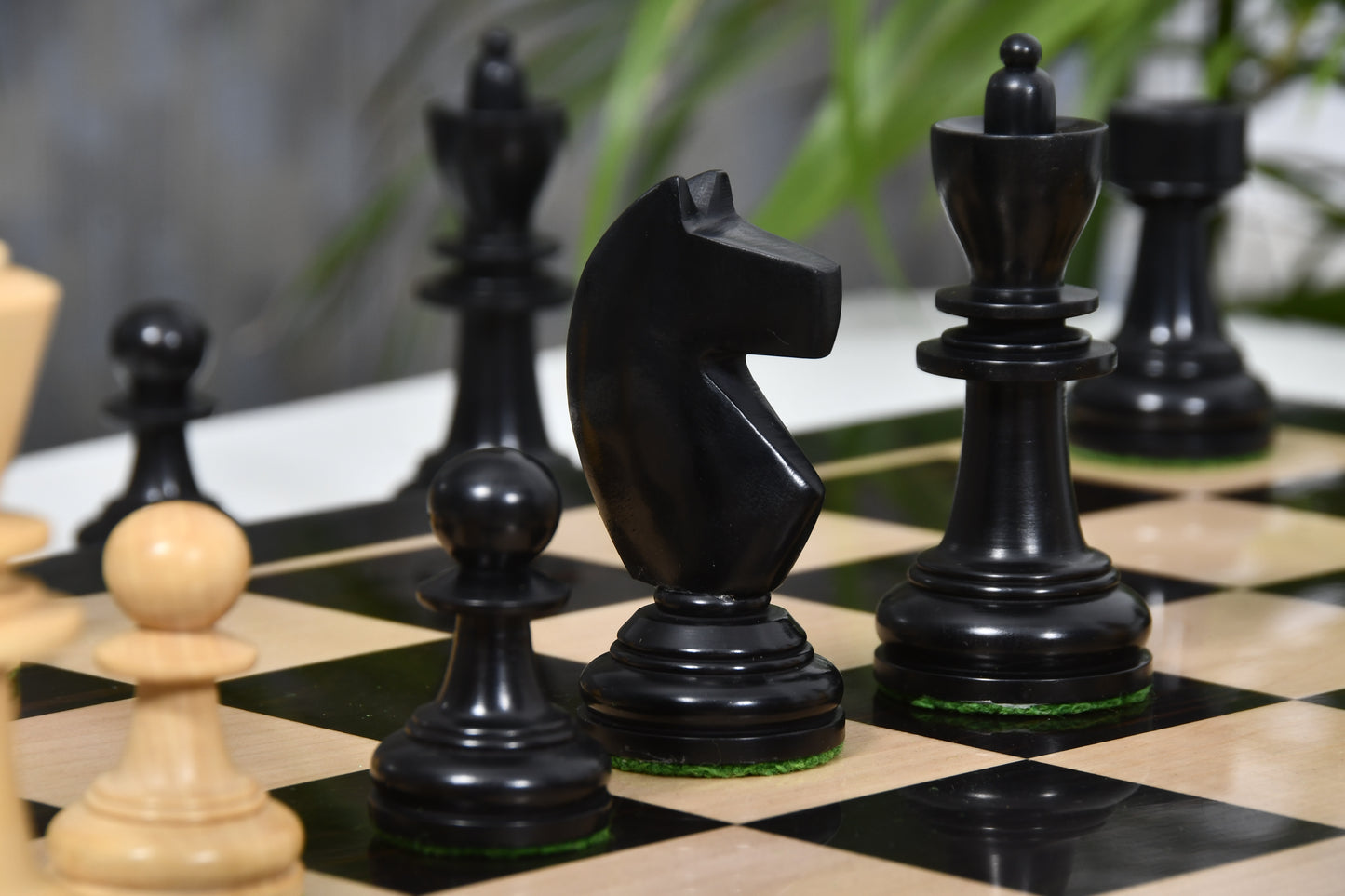 The Reproduced Hungarian Chess Pieces in Ebonized Boxwood & Natural Boxwood - 3.9" King