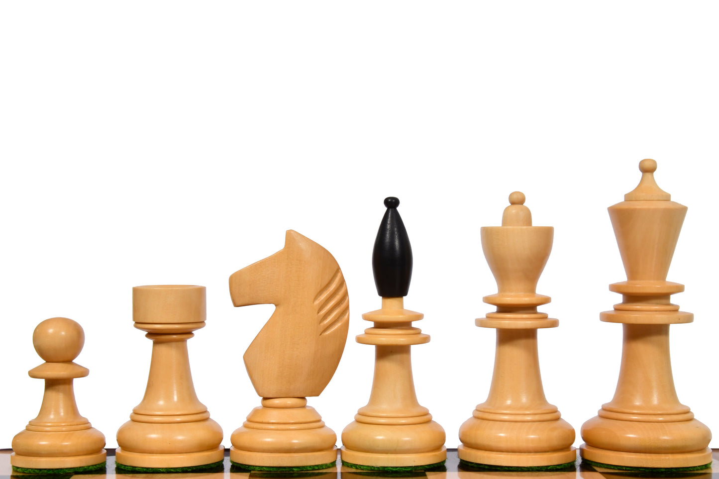 The Reproduced Hungarian Chess Pieces in Ebonized Boxwood & Natural Boxwood - 3.9" King