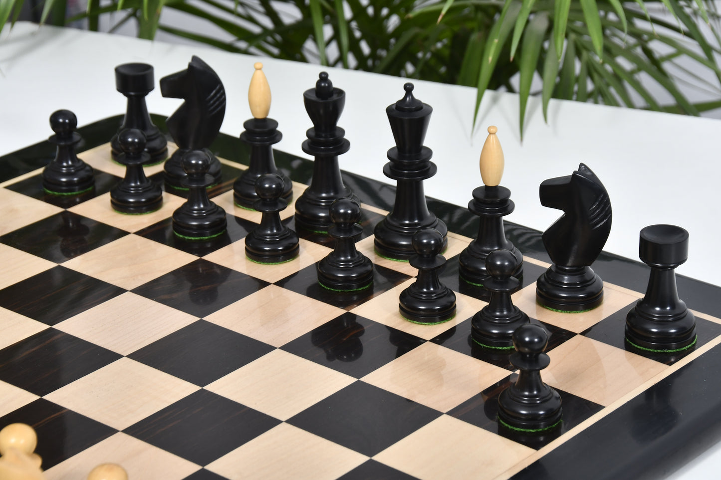 The Reproduced Hungarian Chess Pieces in Ebonized Boxwood & Natural Boxwood - 3.9" King