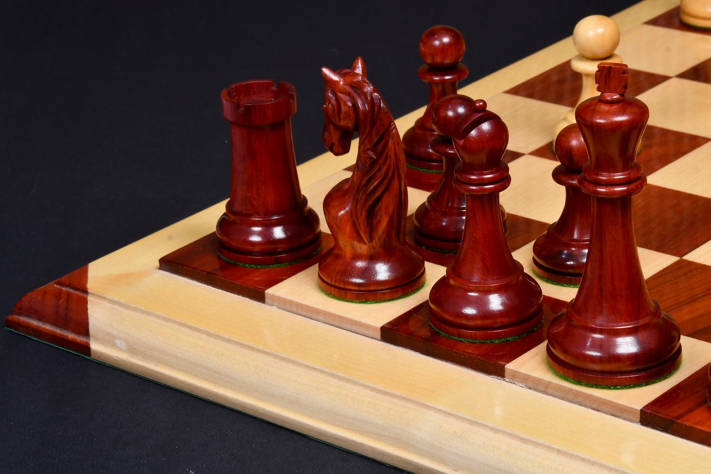 Reproduced 1963-1966 Piatigorsky Cup Chess Pieces in Bud Rose / Box Wood - 4.2" King