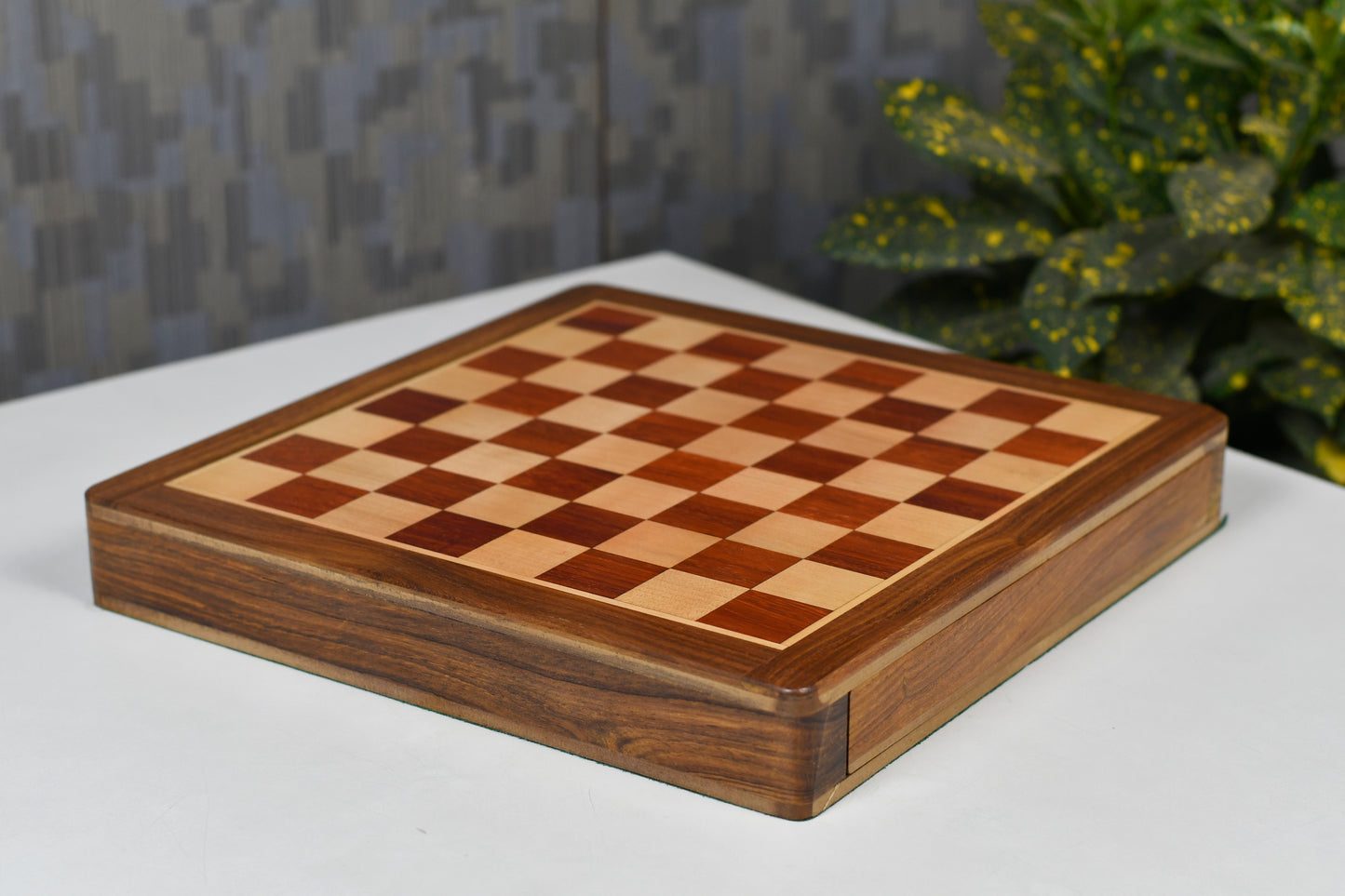 12-Inch Travel Magnetic Chess Set with Drawer Storage – Matte Padauk Wood, Extra Queens