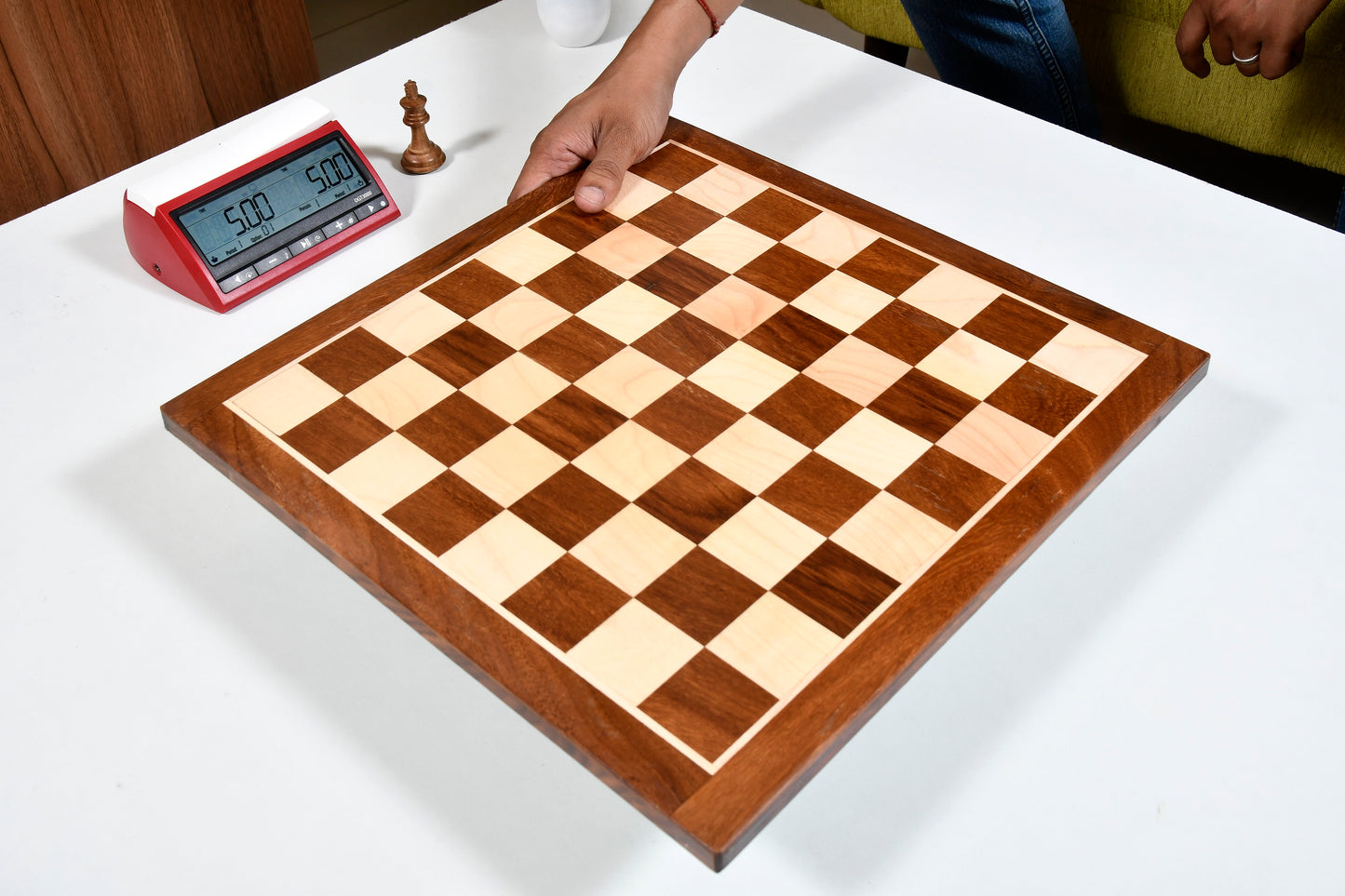 Solid Wood Chess Board in Sheesham & Box Wood - 14.5" - 37mm