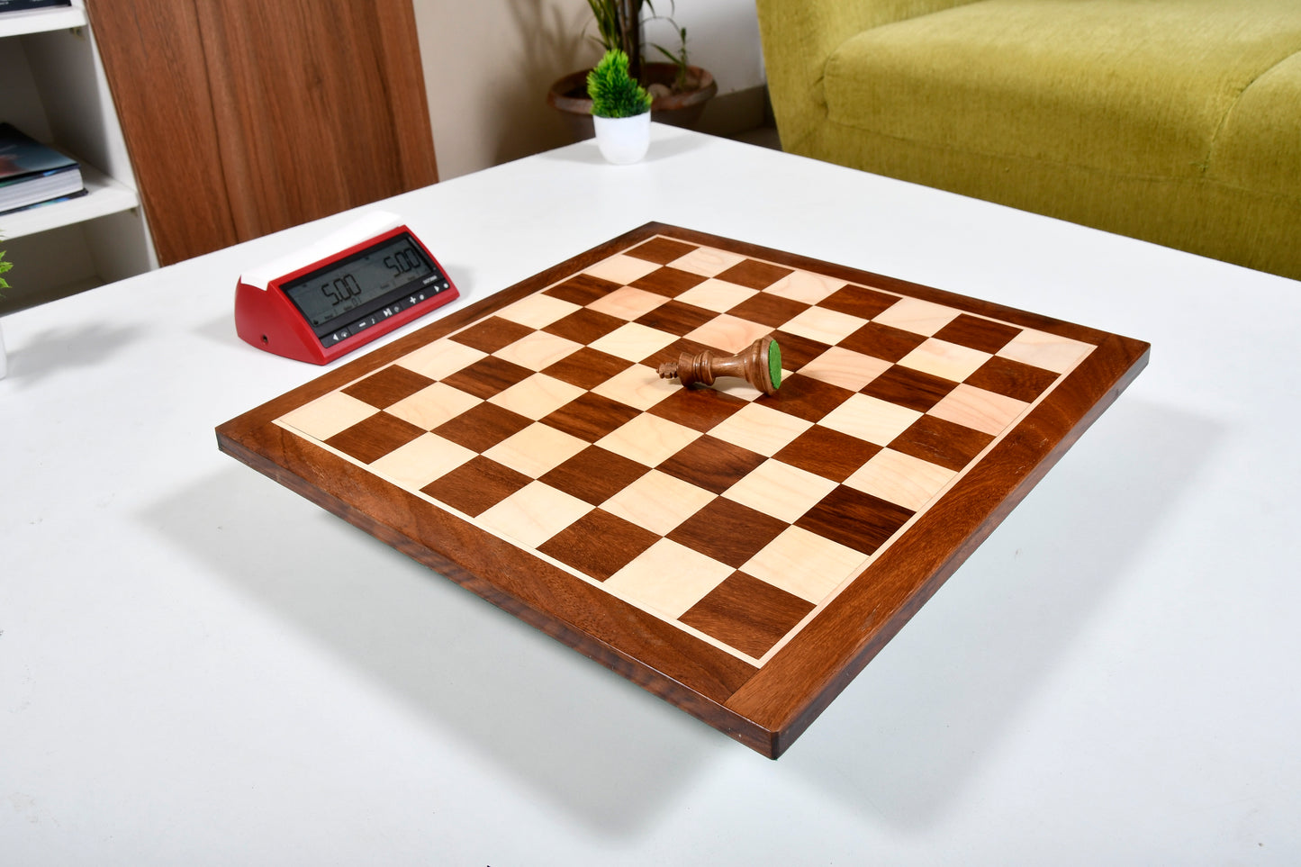 Solid Wood Chess Board in Sheesham & Box Wood - 14.5" - 37mm