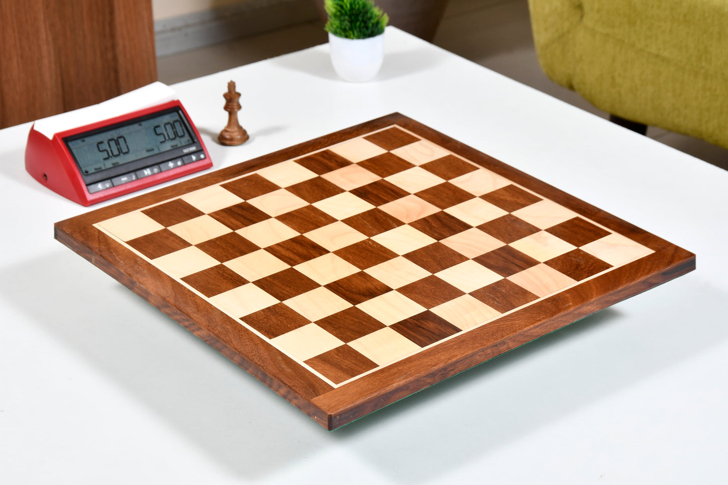 Solid Wood Chess Board in Sheesham & Box Wood - 14.5" - 37mm