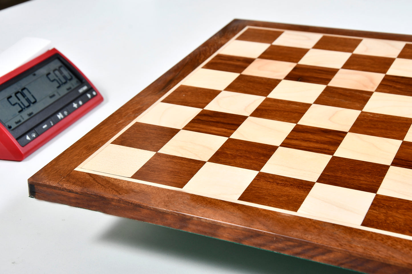 Solid Wood Chess Board in Sheesham & Box Wood - 14.5" - 37mm