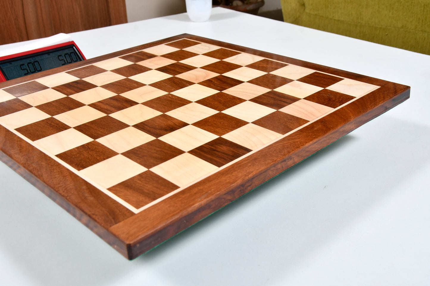 Solid Wood Chess Board in Sheesham & Box Wood - 14.5" - 37mm