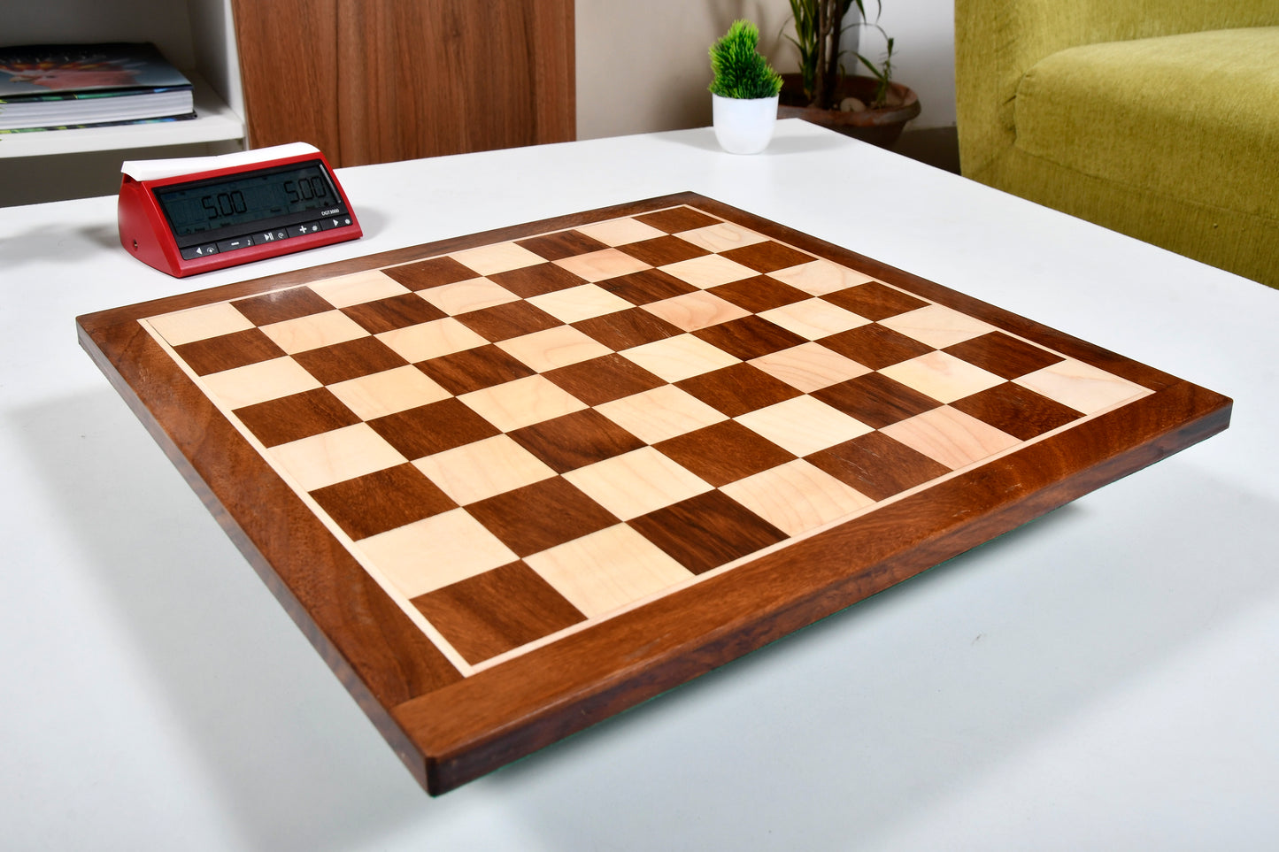 Solid Wood Chess Board in Sheesham & Box Wood - 14.5" - 37mm