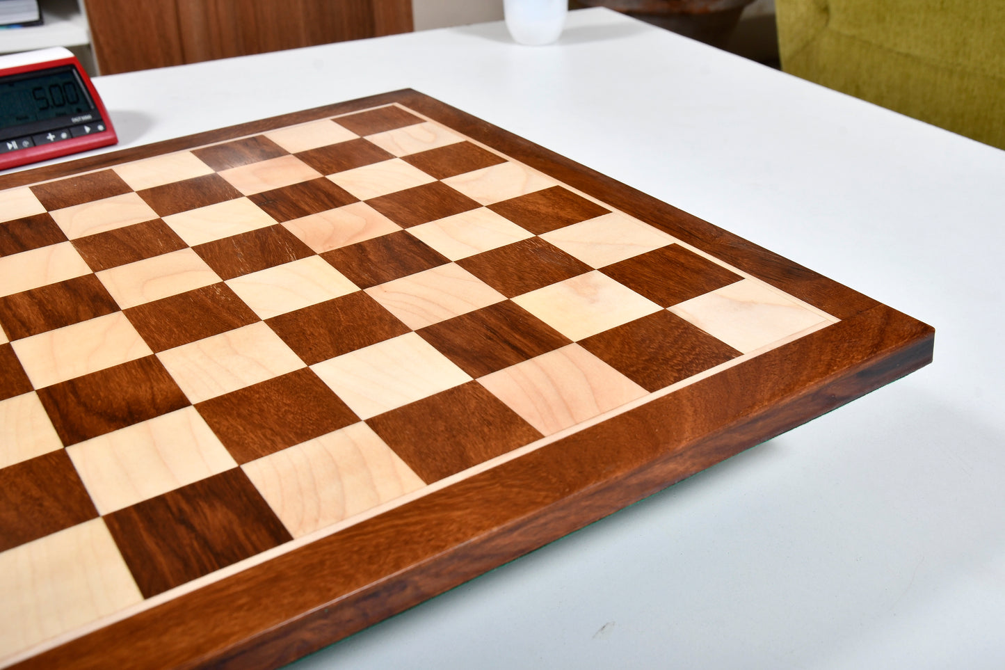 Solid Wood Chess Board in Sheesham & Box Wood - 14.5" - 37mm