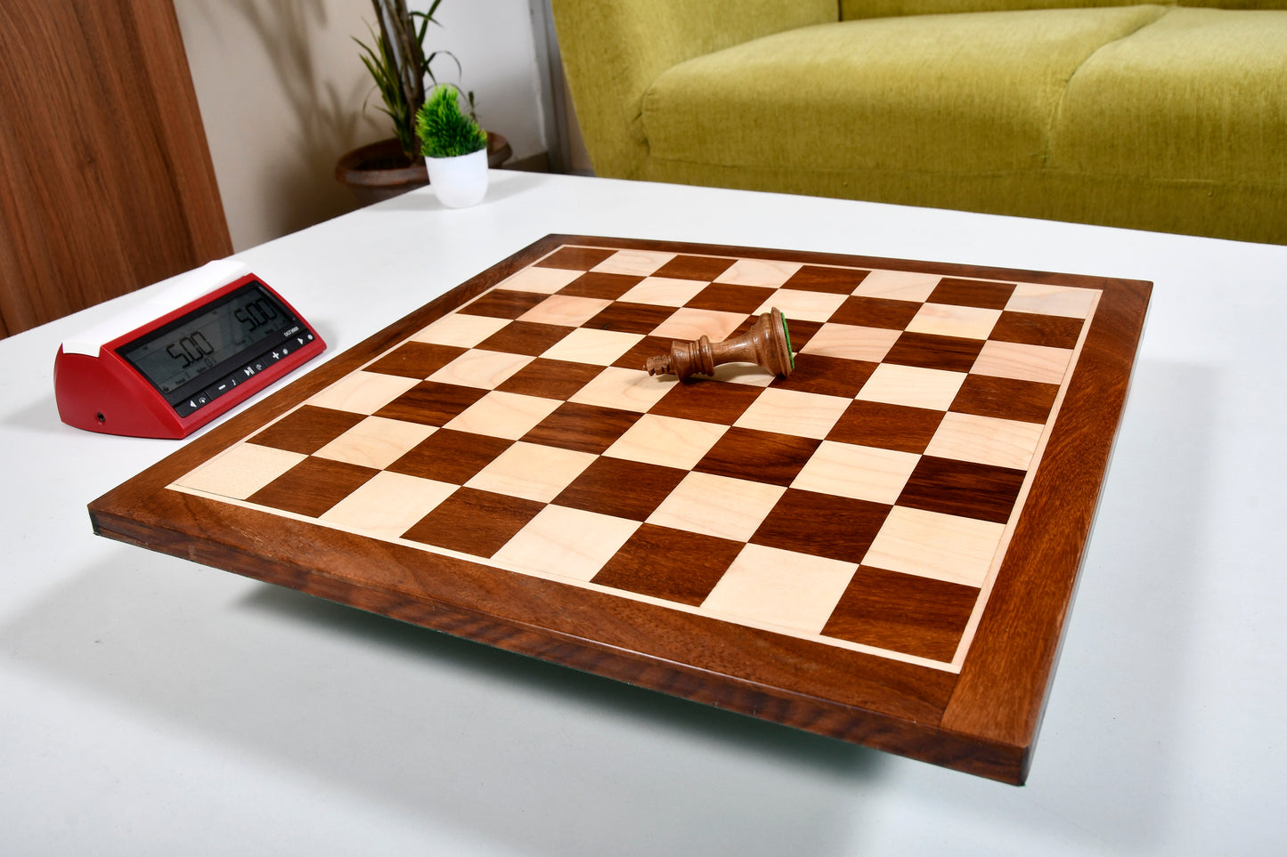 Solid Wood Chess Board in Sheesham & Box Wood - 14.5" - 37mm