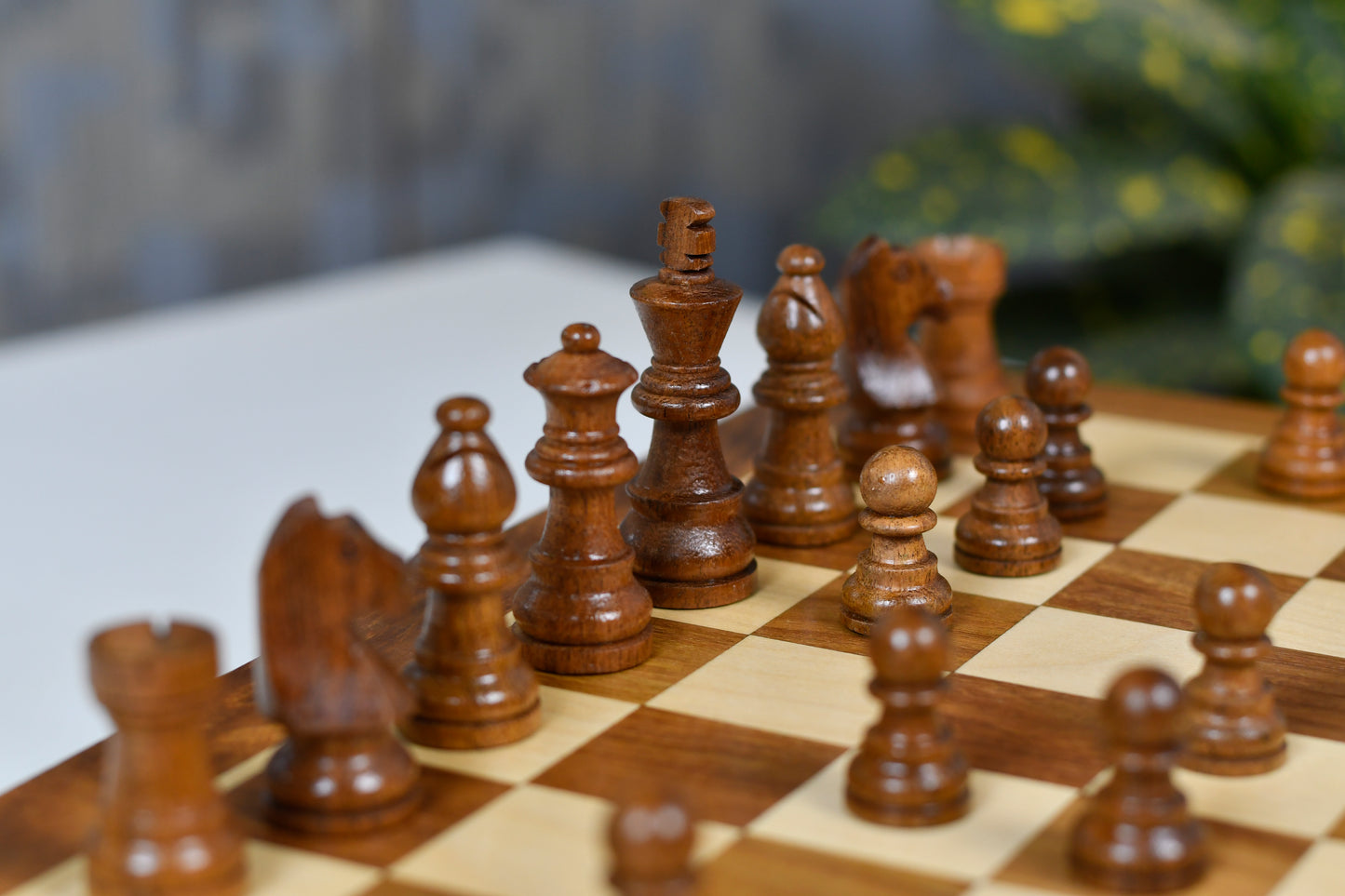 12” Travel Magnetic Chess Set with Drawer Storage – Sheesham & Maple Board