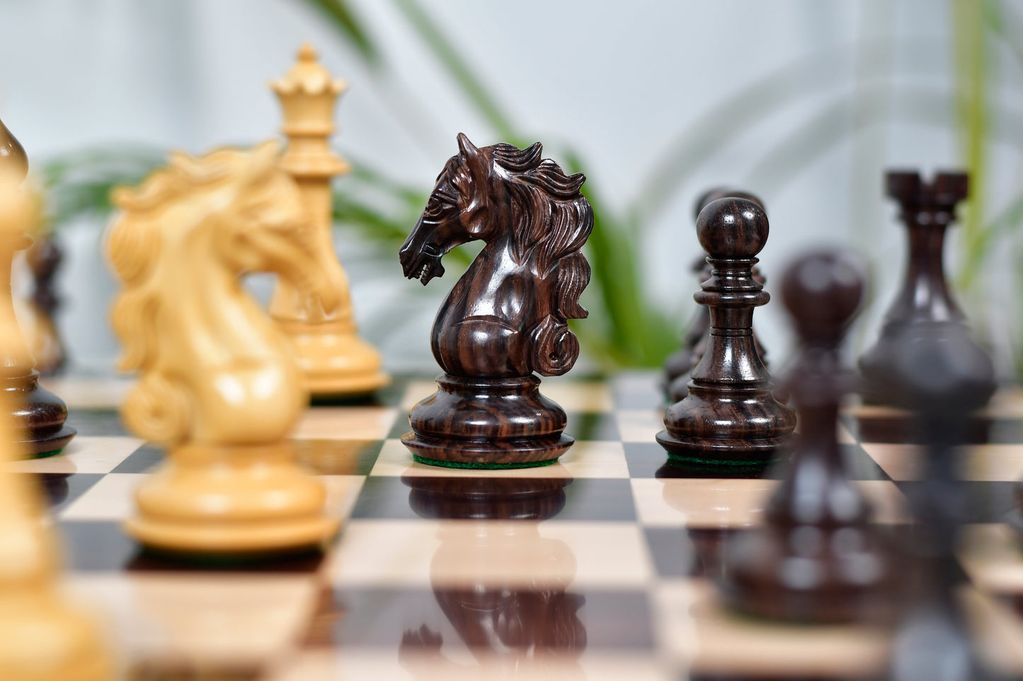 The Shera Series Staunton Weighted Chess Pieces V2.0 in Rosewood / Boxwood - 4.5" King