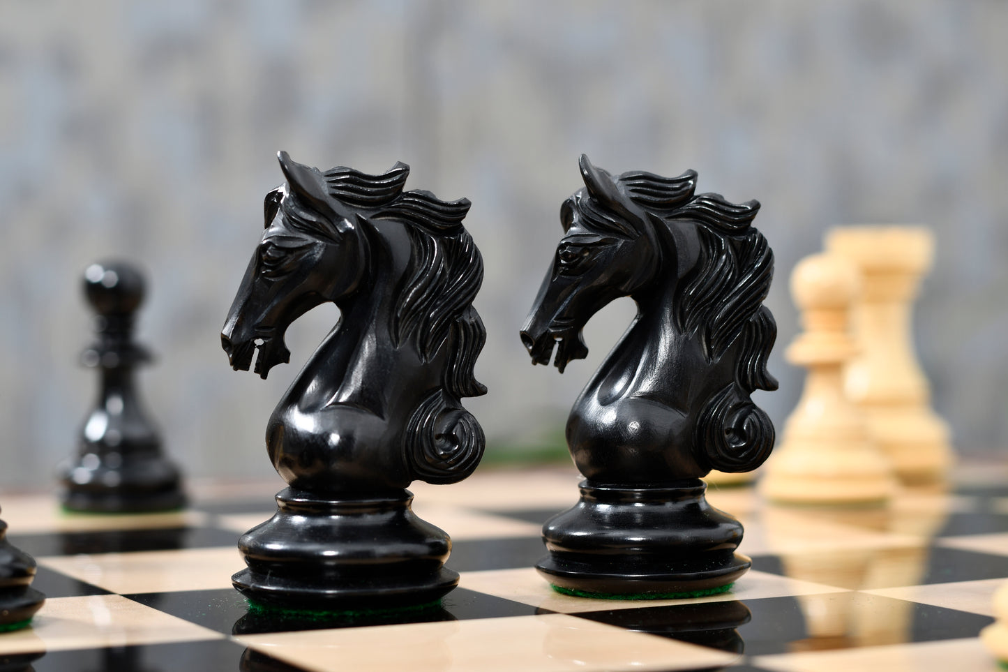 The Shera Series Staunton Triple Weighted Chess Pieces V2.0 in Ebonized / Boxwood - 4.5" King
