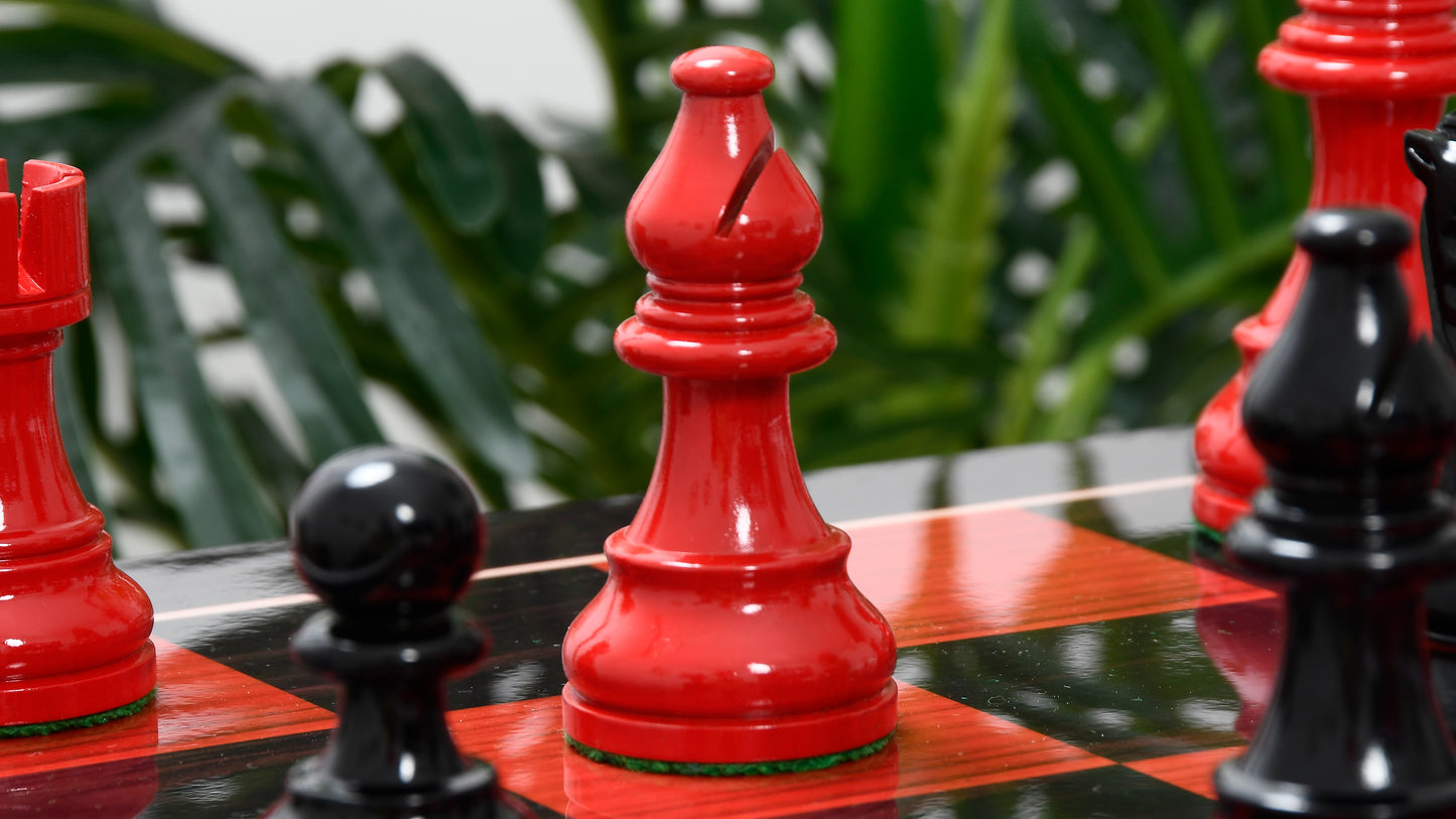 The Smokey Staunton Series Chess Pieces in Painted Box Wood - 3.8" King