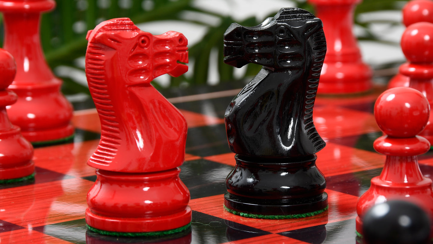 The Smokey Staunton Series Chess Pieces in Painted Box Wood - 3.8" King