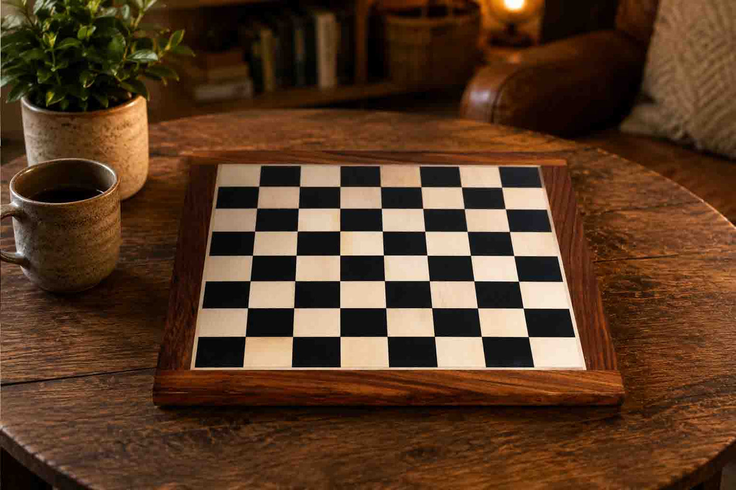 Solid Ebony Maple Chess Board with Sheesham Border 17" (45 mm)
