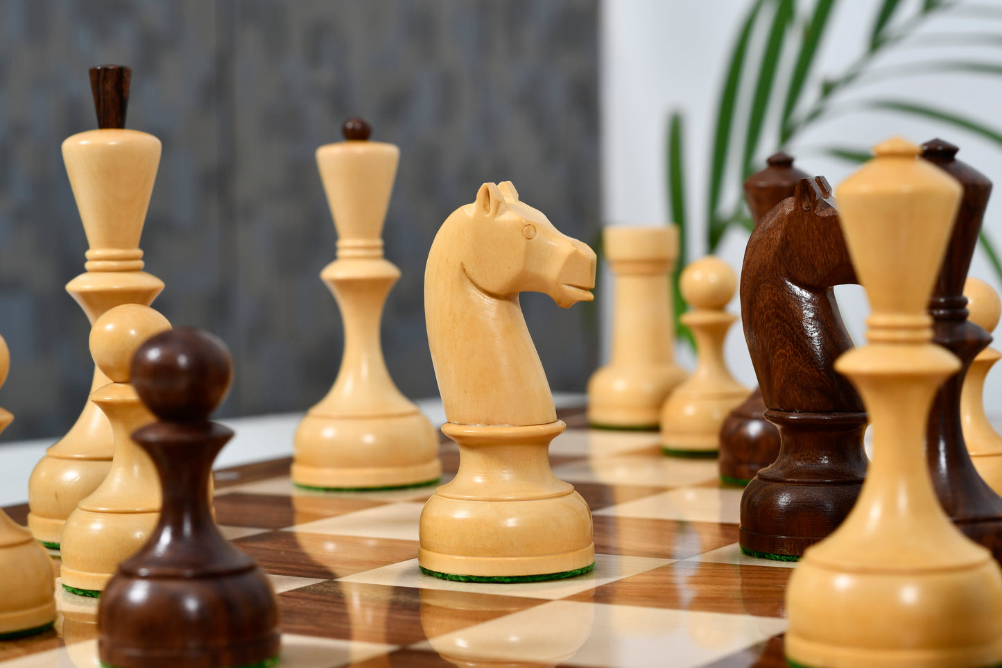 1935-60 Reproduced Russian Soviet Era Series Chess Pieces in Sheesham & Boxwood - 4.4" King