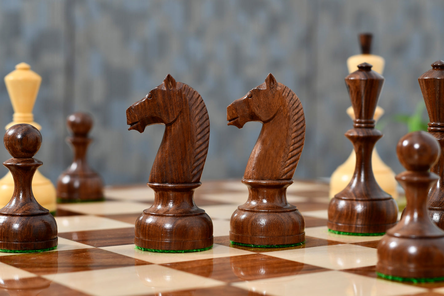 1935-60 Reproduced Russian Soviet Era Series Chess Pieces in Sheesham & Boxwood - 4.4" King