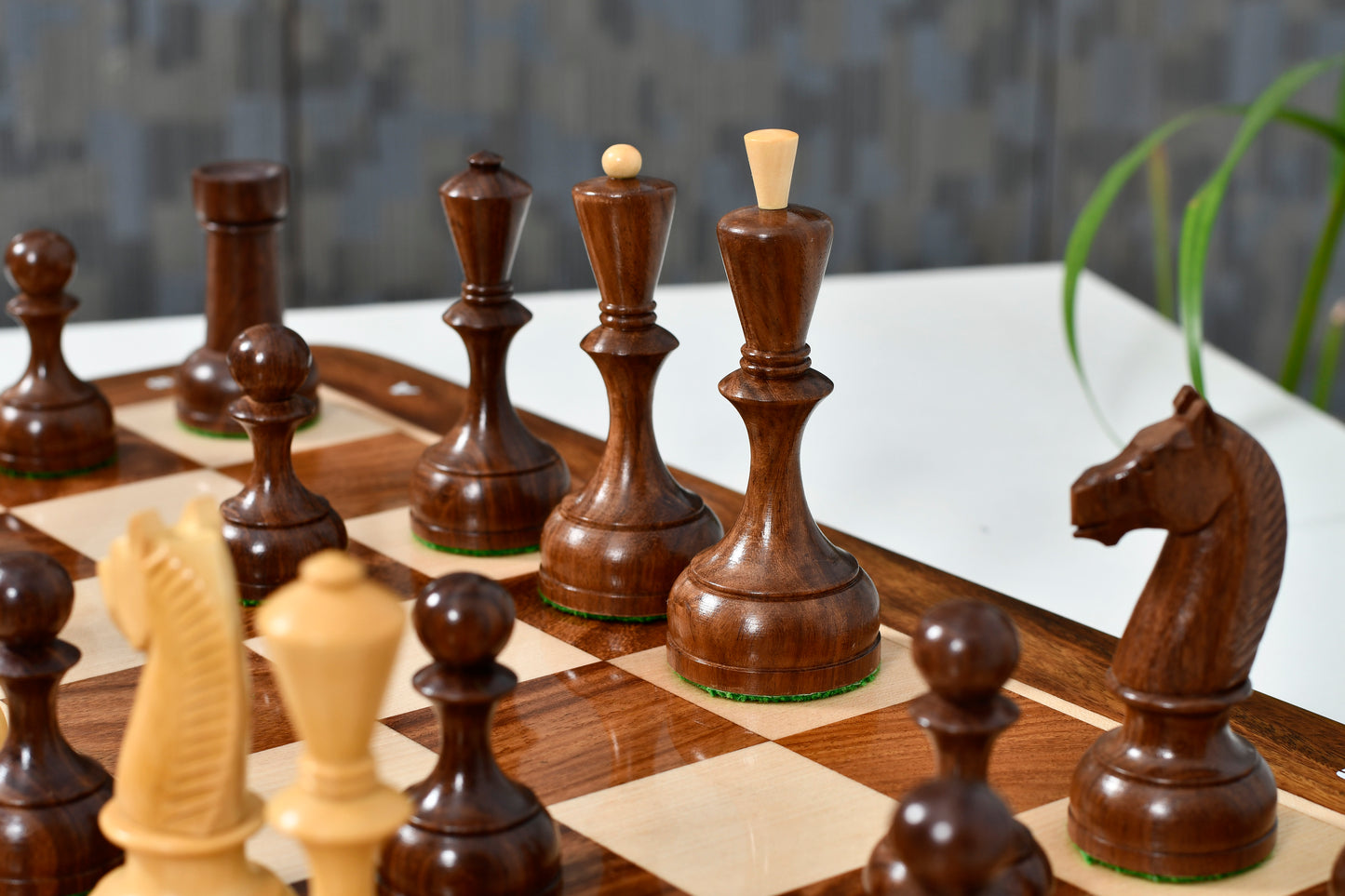 1935-60 Reproduced Russian Soviet Era Series Chess Pieces in Sheesham & Boxwood - 4.4" King