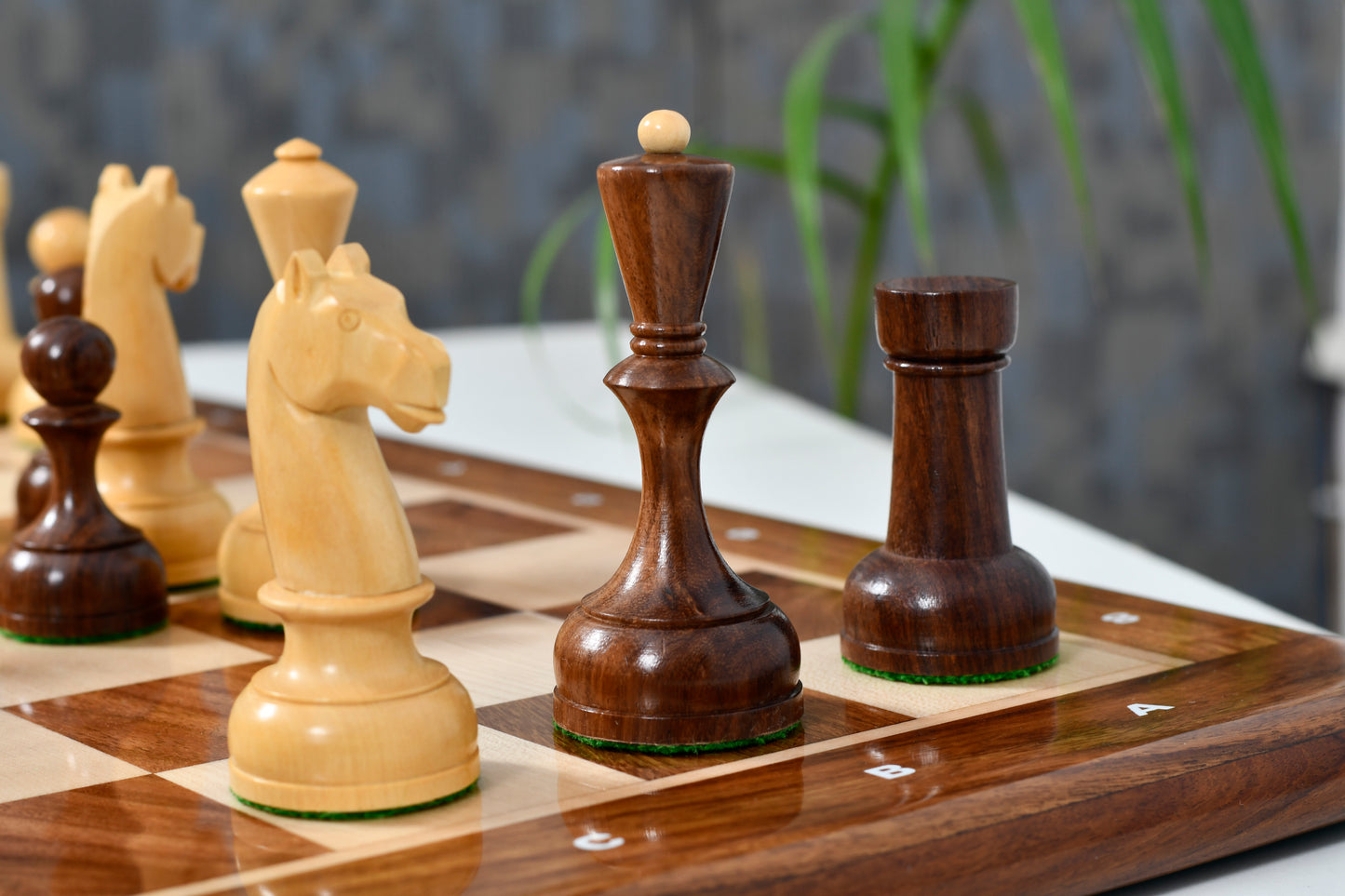1935-60 Reproduced Russian Soviet Era Series Chess Pieces in Sheesham & Boxwood - 4.4" King