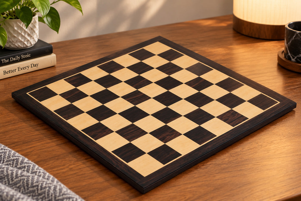 21" Ebony & Maple Look Wooden Chess Board with Epoxy Matte Finish – 55mm Squares