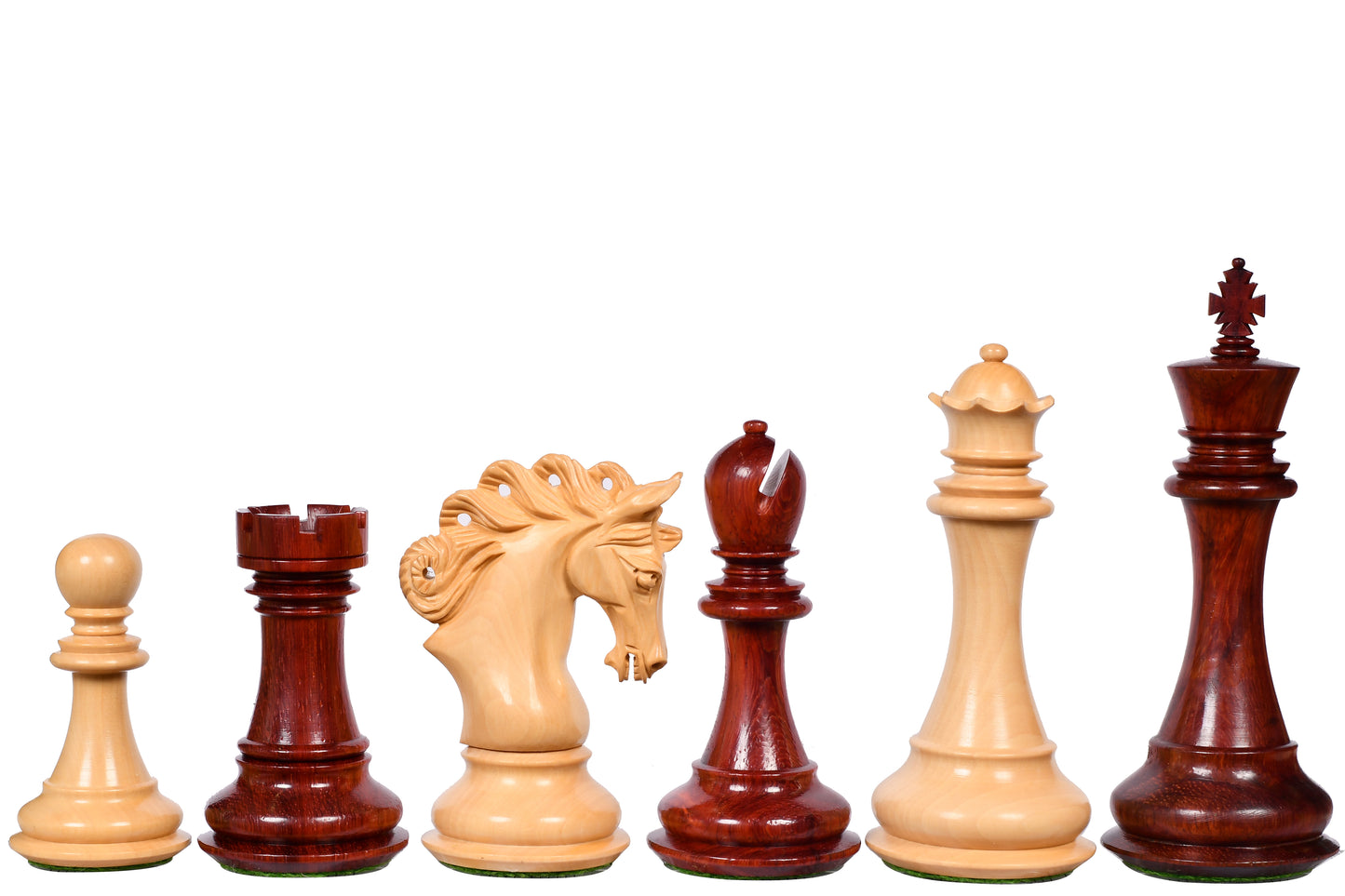 Combo of The Pegasus Series Artisan Staunton Chess Pieces ver 2.0 in Padauk Wood / Boxwood - 4.6" King with Solid Wooden Chess Board - 23"