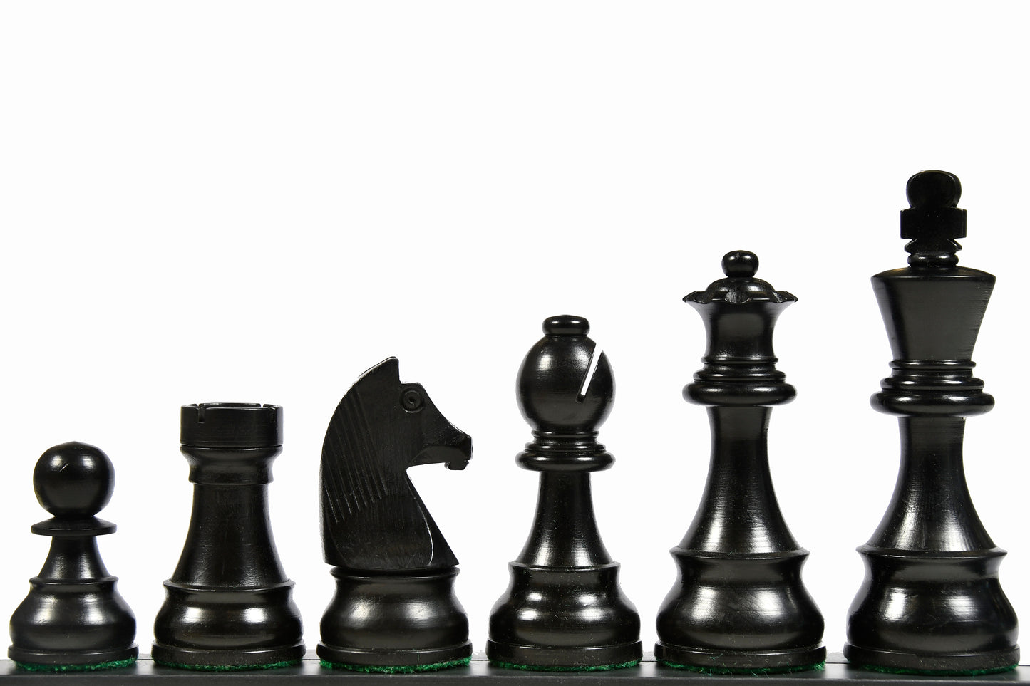 Tournament Series Championship Chess Pieces with German Knight in Ebonized Boxwood & Natural Boxwood - 3.75" King