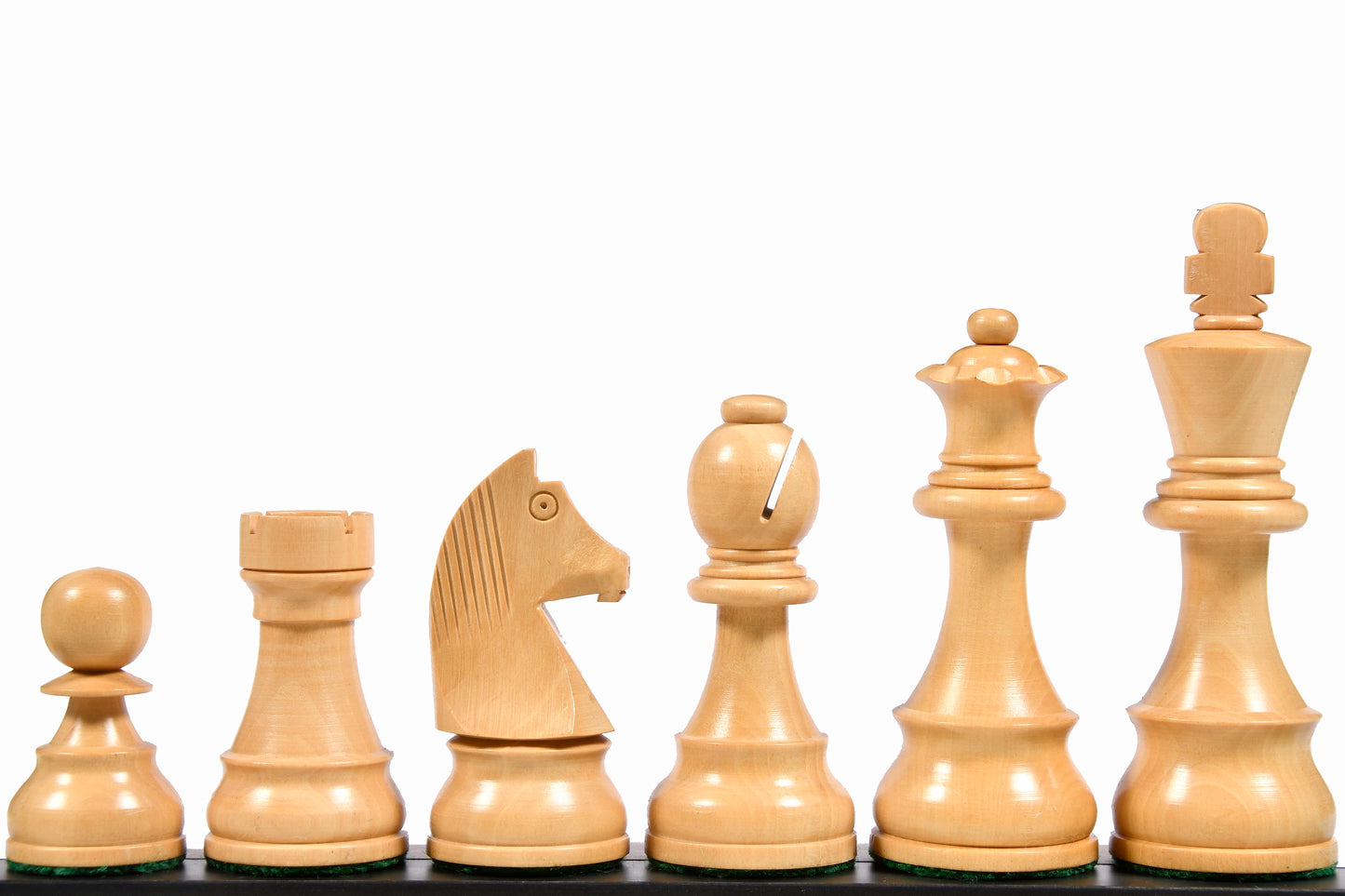 Tournament Series Championship Chess Pieces with German Knight in Ebonized Boxwood & Natural Boxwood - 3.75" King