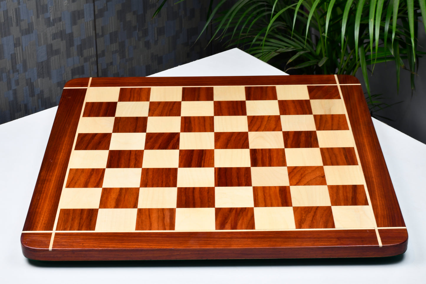 Wooden Chess Board Rounded Edge Blood Red Bud Rose Wood 23" - 60 mm