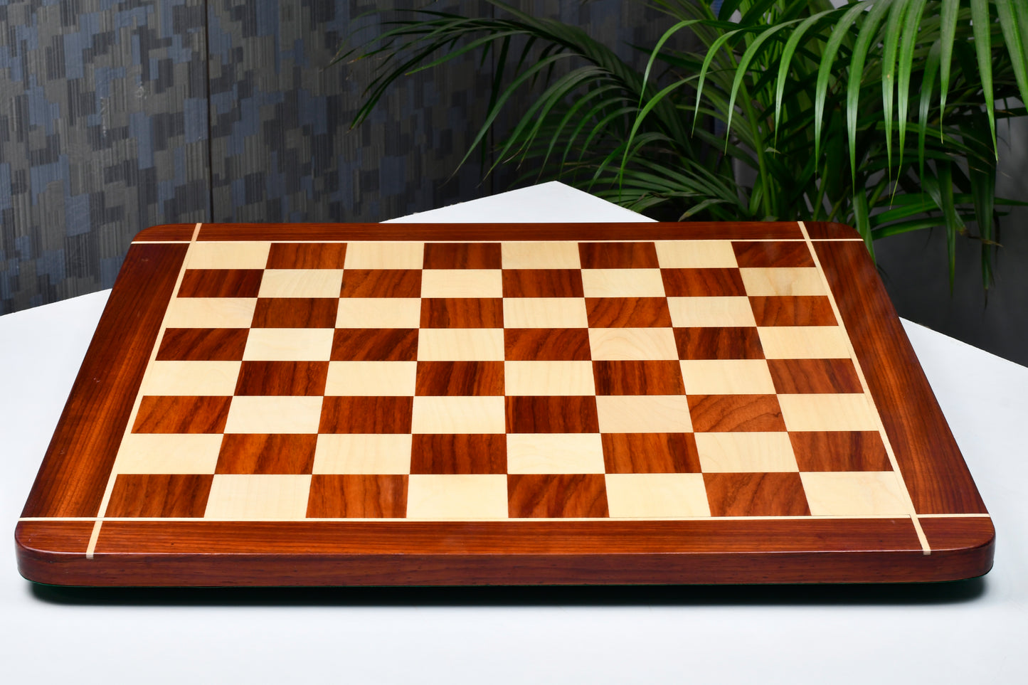 Wooden Chess Board Rounded Edge Blood Red Bud Rose Wood 23" - 60 mm