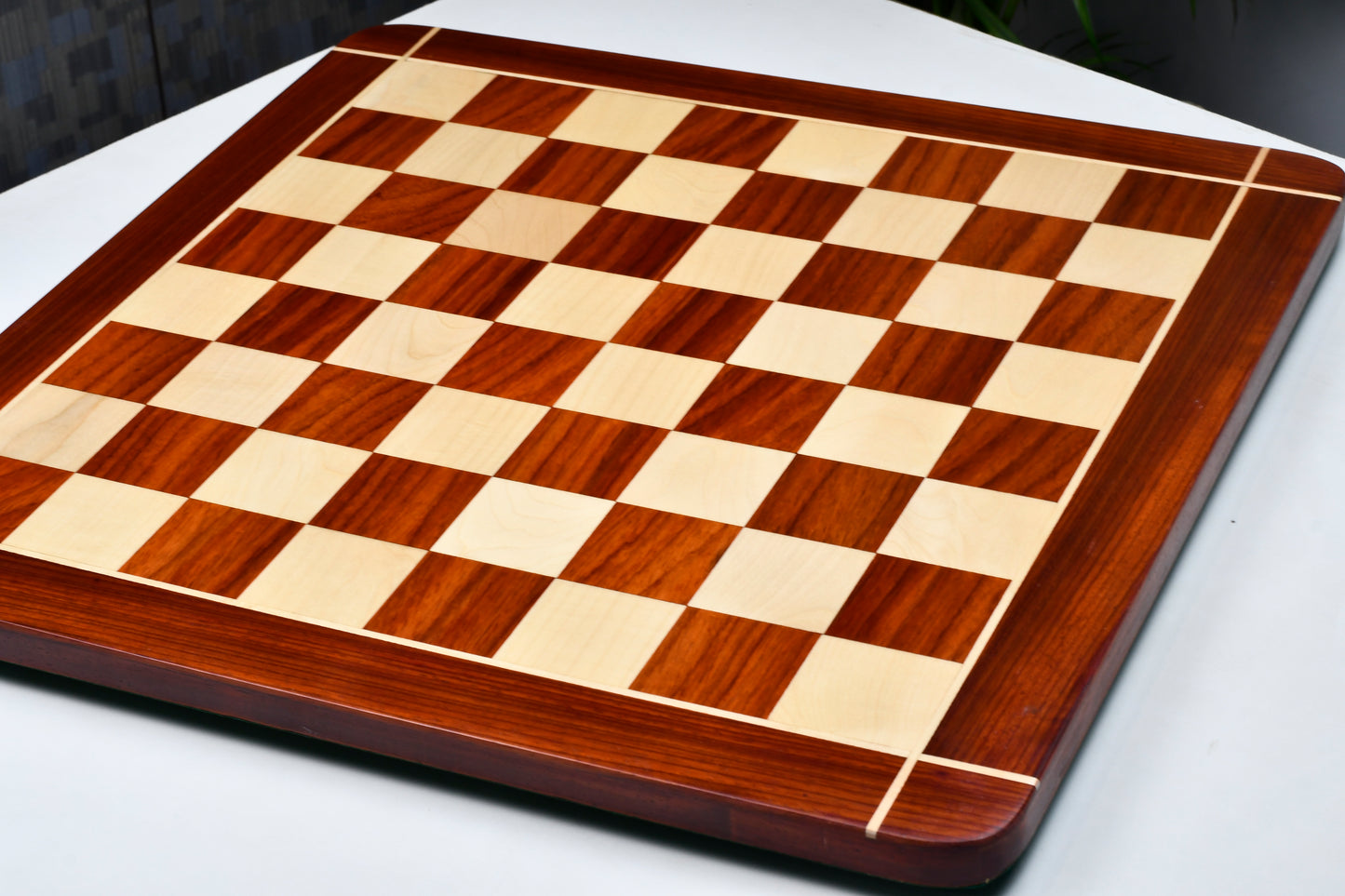 Wooden Chess Board Rounded Edge Blood Red Bud Rose Wood 23" - 60 mm