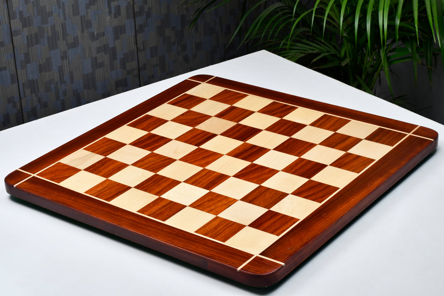 Wooden Chess Board Rounded Edge Blood Red Bud Rose Wood 23" - 60 mm