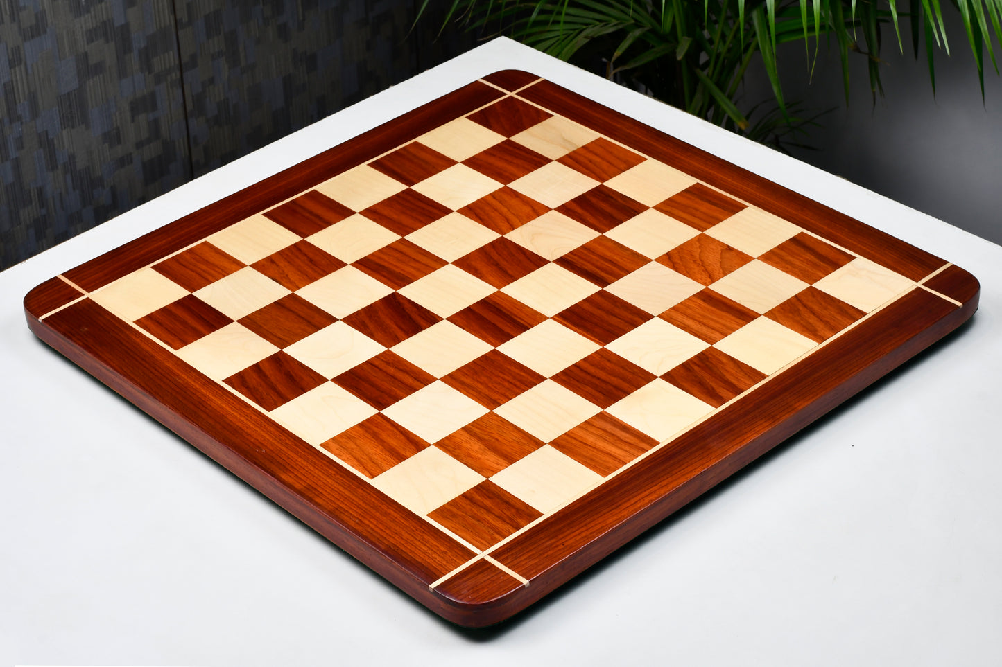 Wooden Chess Board Rounded Edge Blood Red Bud Rose Wood 23" - 60 mm