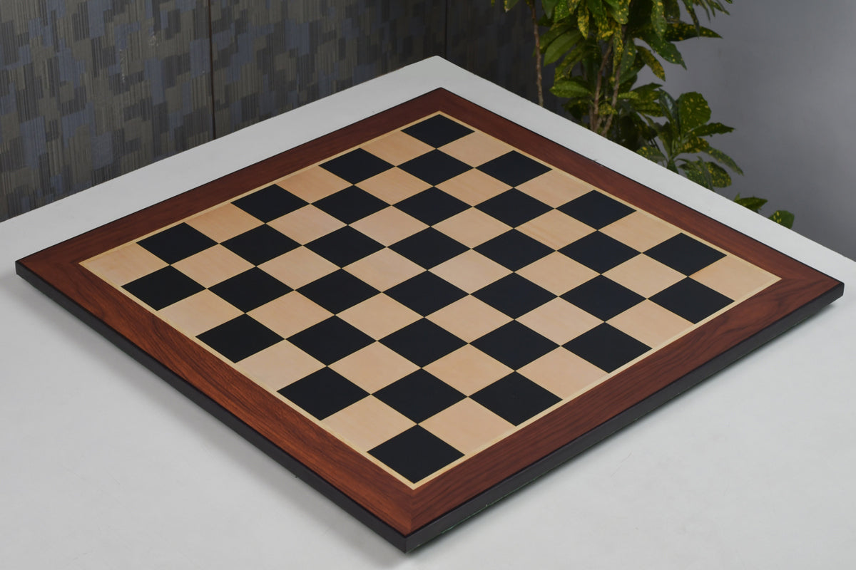 21" Wooden Chess Board in Ebony & Maple Look with Epoxy Matte Finish – 55mm Squares