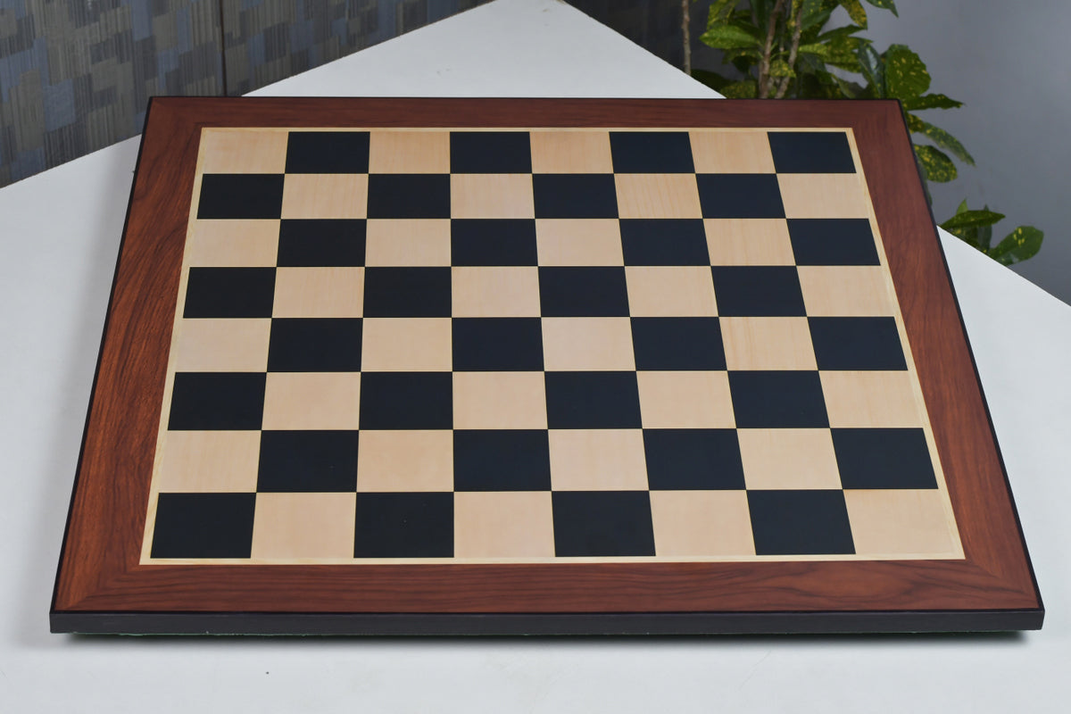 21" Wooden Chess Board in Ebony & Maple Look with Epoxy Matte Finish – 55mm Squares