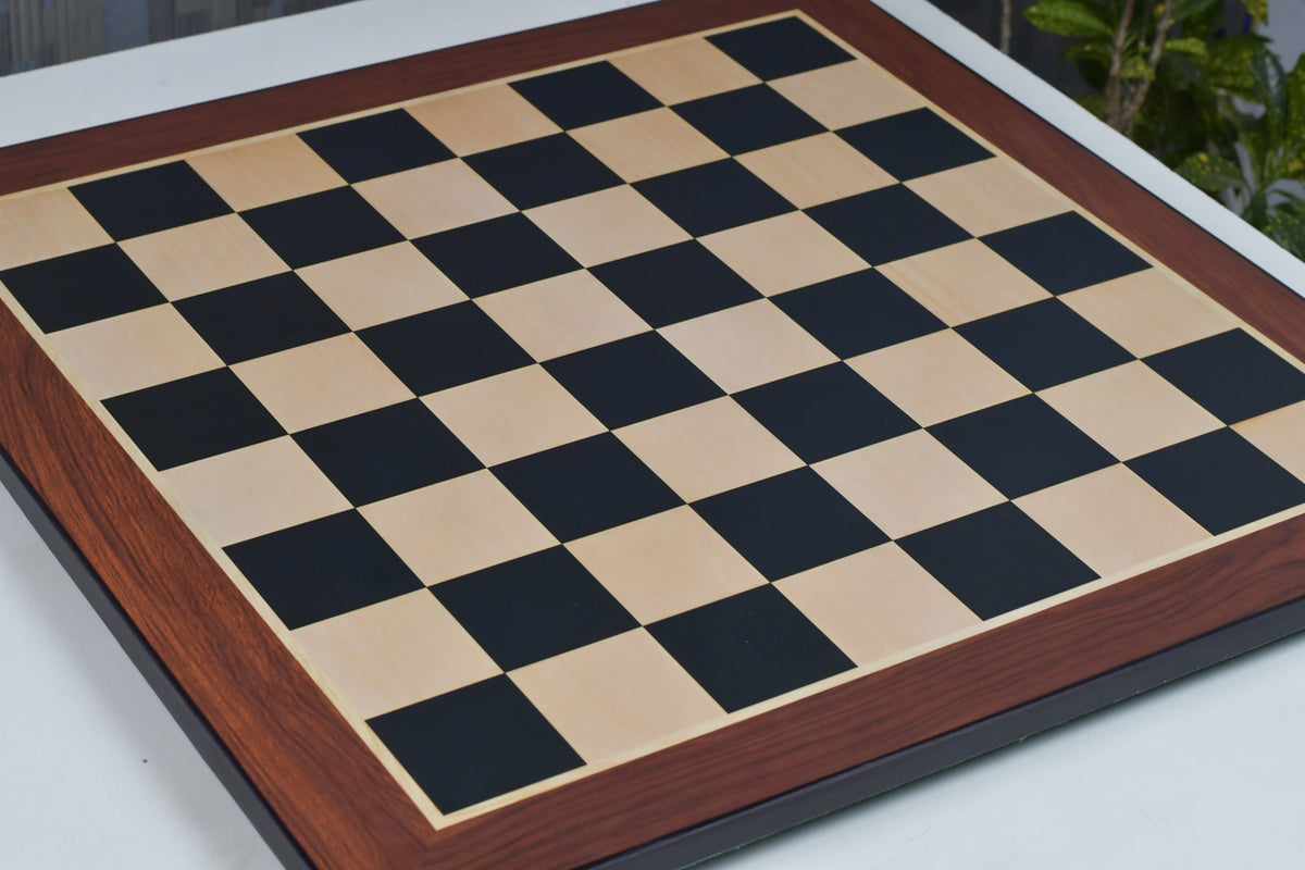 21" Wooden Chess Board in Ebony & Maple Look with Epoxy Matte Finish – 55mm Squares